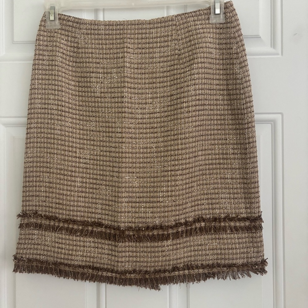 Kate Hill Elegant Brown Tweed Pencil Skirt, Size 4